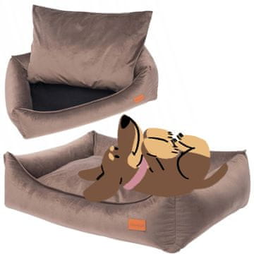 Sofa za pse LEG BED s jastukom, periva u perilici rublja, 90x70x20 cm, SMEĐA