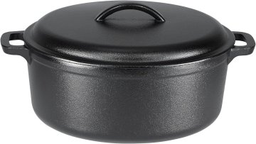 Amazon Amazon Basics Lijevano željezni pekač okrugli 6,62L, crni, prethodno začinjen