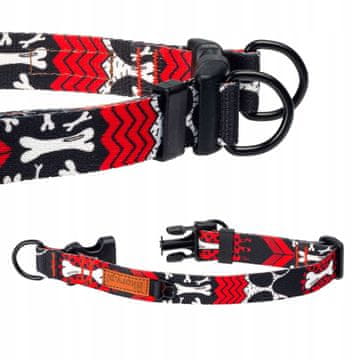 Ogrlica DOUBLE LOCK za reaktivne pse S/M 20 mm KOSTKA crvena