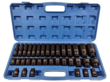Silver Srebrni set udarnih nasadnih ključeva 1/2" 8-32 mm Cr-Mo kutija, 35 dijelova