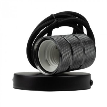 Eco light Oprawka sufitowa wisząca aluminium 2m E27 czarny połysk