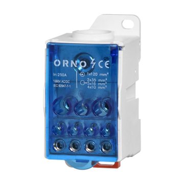 Orno Blok rozdzielczy 250A, zacisk wejściowy 1x120mm², zaciski wyjściowe 4x10 i 5x16 i 2x25mm²