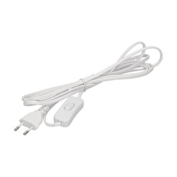 Orno Kabel za napajanje s prekidačem za uključivanje/isključivanje i ravnim utikačem, 3 m kabela, bijeli