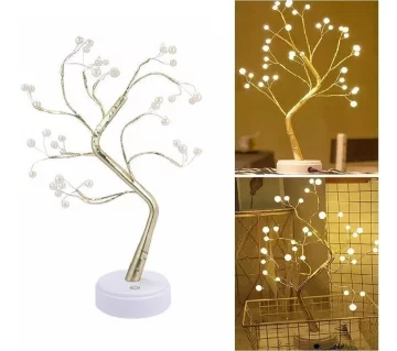 FED LED DRVCE 50 CM S BISERIMA - ZLATNA DEKORATIVNA LAMPA, NAPAJANJE NA BATERIJE ILI USB