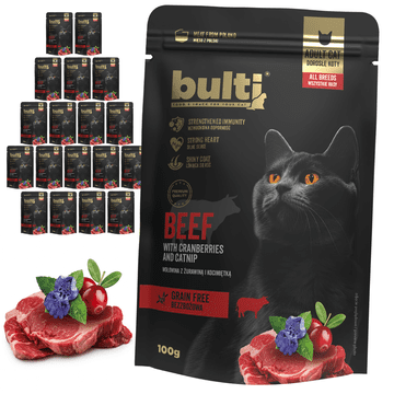 B.U. Superfood mokra hrana za mačke s govedinom, brusnicom i mačjom metvicom 20 x 100 g