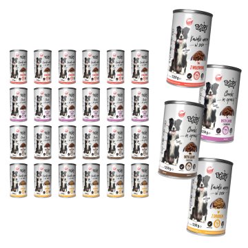 Tuff Stuff mokra hrana za pse Mješavina okusa konzerva 24x1250g Komadići u umaku