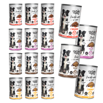 Tuff Stuff mokra hrana za pse Mješavina okusa konzerva 12x415g Komadići u umaku