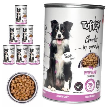 Tuff Stuff mokra hrana za pse s okusom janjetine, konzerva 6x415g, komadići u umaku