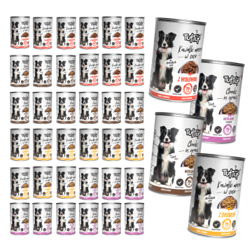 Tuff Stuff mokra hrana za pse Mješavina okusa konzerva 36x415g Komadići u umaku