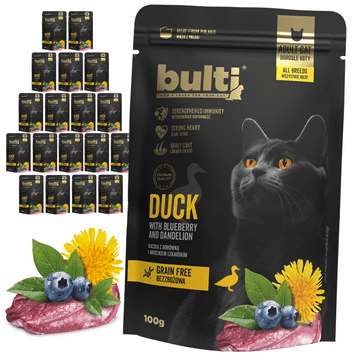 B.U. Superfood mokra hrana za mačke s okusom patke, borovnice i maslačka 20x100g