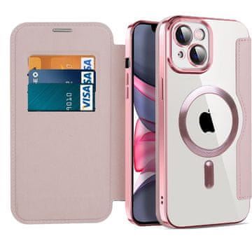 Overboard Preklopna futrola za iPhone 14 Plus, RFID novčanik MagSafe sa zaštitom za kameru, ružičasta