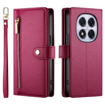 GS Preklopna futrola za Xiaomi Redmi Note 14 Pro 5G / Poco X7 5G, novčanik s patentnim zatvaračem, crvena