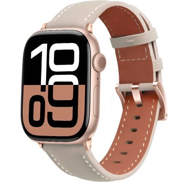 GS Ružičasto-zlatni kožni remen s kopčom za Apple Watch 1/2/3/4/5/6/7/8/9/10/11/SE 38/40/41/42 mm - bež