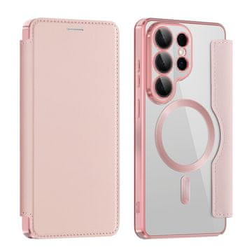 GS Preklopna maska za Samsung Galaxy S26 Ultra, RFID novčanik MagSafe sa zaštitom za kameru, roza