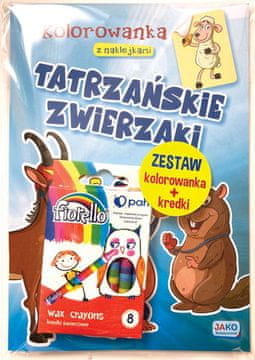JAKO Tatrzańskie zwierzaki. Kolorowanka z naklejkami + kredki