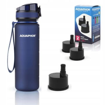 Aquaphor City filter boca 500 ml + 3 filtera, tamnoplava