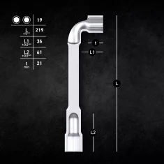 MJW 19 mm nasadni ključ, probušen, čelični šesterokut