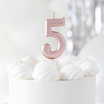 PartyPal Svijeća za tortu broj 5 Five Five Rose Gold Pink
