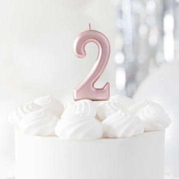 PartyPal Svijeća za tortu broj 2 Two Two Rose Gold Pink