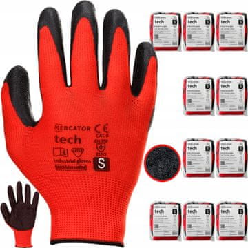 Tech Crveno-crne lateks radne rukavice - S - 120 pari