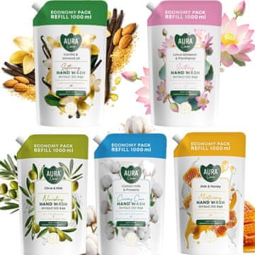 AURA Set od 5 x 1000 ml Care sapuna za ruke, punjenja MIX