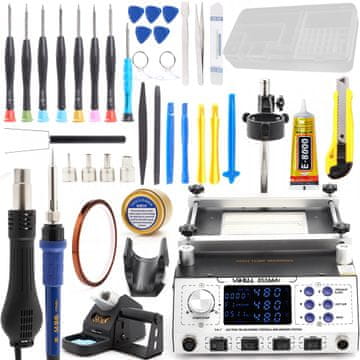 Yihua 853AAA+ 3-u-1 stanica za lemljenje + 25-u-1 set alata za popravak GSM uređaja + dvostruka kutija + E-8000 ljepilo 110ml + nož + kapton
