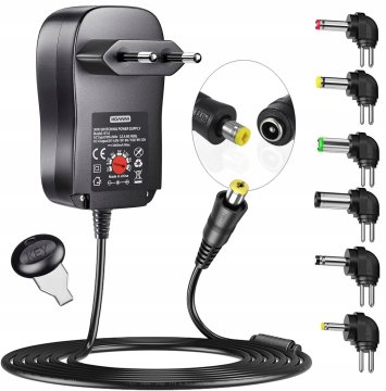 Univerzalni punjač s podesivim napajanjem, 3-12V, USB, 30W, 6 nastavaka