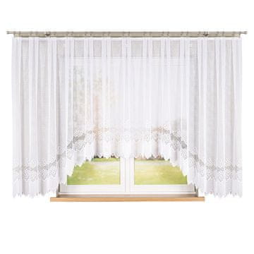 MODESTA - Gotova žakard zavjesa s izrezom na dnu - 400x160 cm - bijela