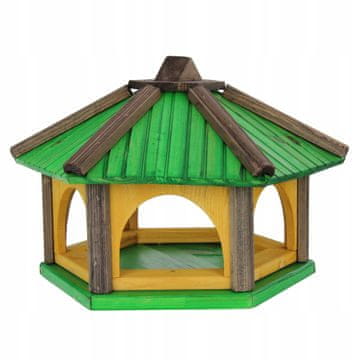 Velika poljska drvena hranilica za ptice za vrt 50x46x35 cm K50 zelena