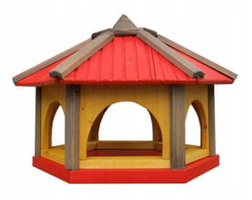 Velika poljska drvena hranilica za ptice za vrt K50 crvena 50x46x35 cm