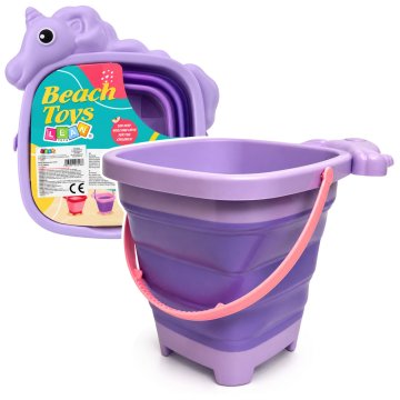 slomart LEAN TOYS Sklopiva silikonska kanta Jednorog Plaža Ljubičasta