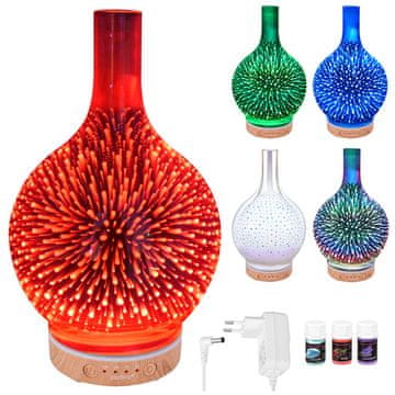 slomart ZORTIVA Difuzor zraka, ovlaživač 200ml, RGB LED svjetlo s 3D efektom vatrometa