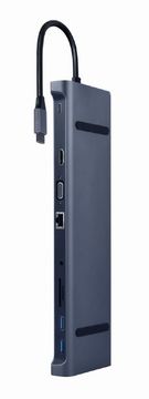 HUB Gembird USB-C Hub s PD, GbE, VGA, HDMI, 3xUSB 3.1, čitač SD kartica