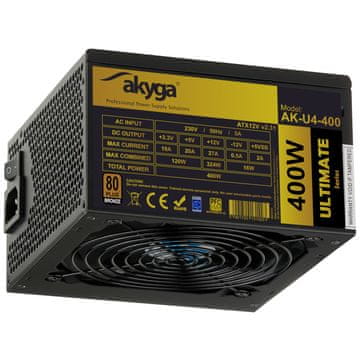 Akyga ATX napajanje 400W 80+ Bronze APFC P8 4+4 2x PCI-E 6x SATA 2x Molex