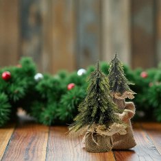 UMJETNA BOŽIĆNA DRVCA POZLAĆENA VREĆICA OD JUTE 20 CM 133173