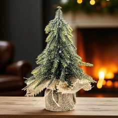 UMJETNA BOŽIĆNA DRVCA POZLAĆENA VREĆICA OD JUTE 20 CM 133173