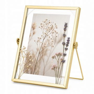 Plutajući zlatni metalni okvir za fotografije, stojeći, 22,5x19,5 fotografija, 13x18 cm