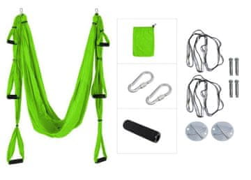 Master Set za zračnu jogu - viseća mreža s nosačem - zelena