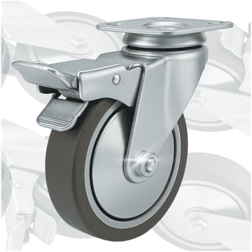 ONTEX KÓŁKO OBROTOWE 125mm 100kg SKRĘTNE Z HAMULCEM KOŁO METALOWO GUMOWE WÓZKÓW