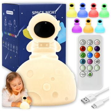 ZENWIRE ASTRONAUT NOĆNA LAMPA ZA DJECU Šarena SILIKONSKA LED RGB SVJETLA s daljinskim upravljačem
