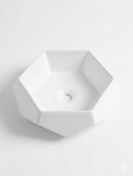 ODA bijeli moderni geometrijski umivaonik za radnu površinu 415x415x130