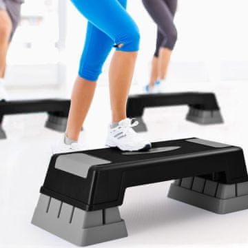 Northix Podesivi aerobni steper, 3 visine, neklizajući, sivi