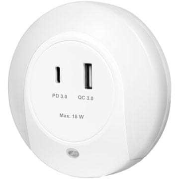 LogiLink LED noćno svjetlo sa senzorom sumraka i 18W USB punjačem