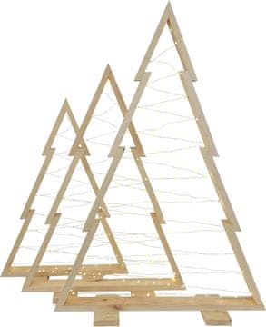Drvena božićna drvca u setu od 3 s LED rasvjetom - XLL 113, 90, 78 cm.