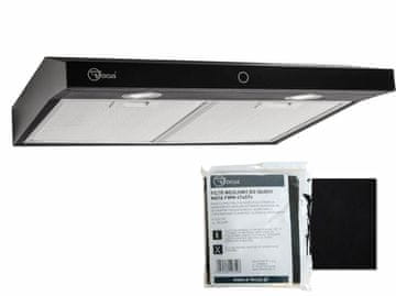 Focus Okap/Pochłaniacz 50cm CZARNY kuchenny Modo Slim- Panel dotykowy podszafkowy +filtr węglowy
