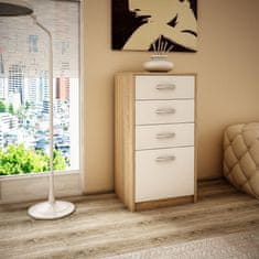 BE Komoda 45cm 4S BIJELA-SONOMA 4 ladice