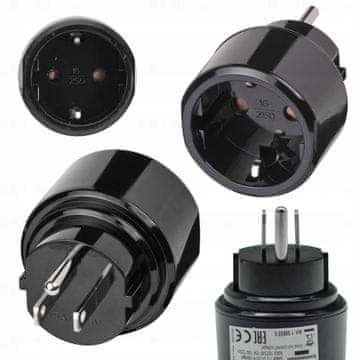 Brennenstuhl Mrežni adapter, Euro utikač, Američki, 15 A, Crni, Plastično kućište, 250 V