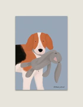 Razglednica A6 "Beagle s igračkom" - ilustracija poljskog umjetnika (kopija)