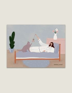 Razglednica A6 "Jutro s mačkom" - ilustracija poljskog umjetnika