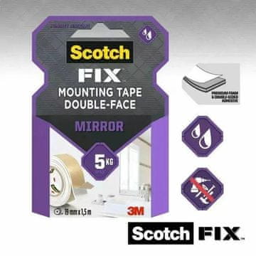 3M 3M Scotch traka za montažu ogledala, dvostrana, za ogledala i kupaonicu, 5 m...